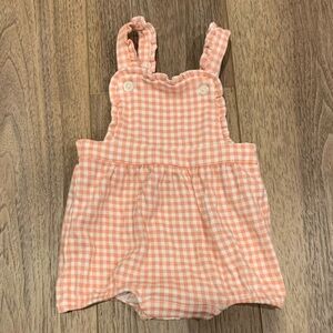 Ralph Lauren Checkered Ruffle Overalls Romper